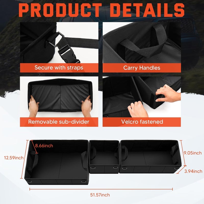 AUTOFIT Foldable Under Seat Storage Organizer for 2019-2025 2026 Chevy Silverado/GMC Sierra 1500 & 2020-2025 2500HD/3500HD - 600D Oxford Cloth Double & Crew Cab Underseat Waterproof Tool Box Accessory - Image 3